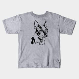 Boston Terrier dog portrait dog lover Kids T-Shirt